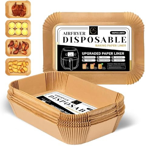 Air Fryer Disposable Liners - 100 Pack | Compatible with Ninja, Tower Dual, Instant Vortex & More | Parchment Paper Liners for Ninja AF300UK, AF400UK, SL400UK Double Stack Air Fryers