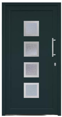 HORI Haustür Komplettset I Eingangstür aus Kunststoff mit 2-fach ISO Wärmeschutzglas I Stoßgriffset inkl. Edelstahlgriff & 5-fach Pilzkopf-Verriegelung - Farbe: anthrazit (innen weiß) - DIN rechts -