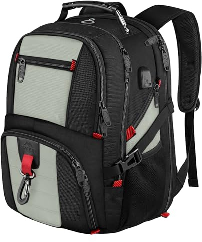 MATEIN Zaino PC 18.4 Pollici Uomo Donna, 55 Litri Zaino da Lavoro Impermeabile con USB per Studenti Superiori, Universitari, Professionisti, Insegnanti e Viaggiatori Outdoor, Grigio