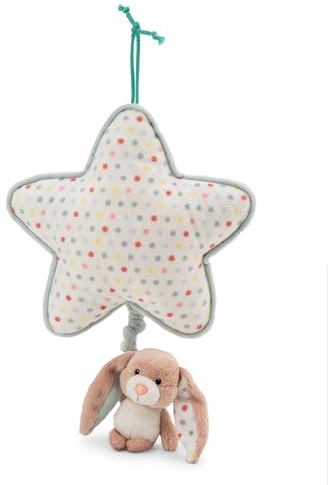 NICI Spieluhr Stern 21x20cm mit Hase Fjella 9cm - rosa - Einschlafhilfe für Babys und Kleinkinder ab der Geburt, Stofftier für Jungen und Mädchen Ideal für Bett, Kinderwagen & Wiege | 61882