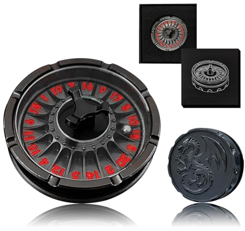 D20 Roulette tärningsspel för DND tärningsset, 7-i-1 drake metallisk D & D-kub med presentförpackning för dungeons och dragspel, RPG rollspel bordsspel presenter (svart)
