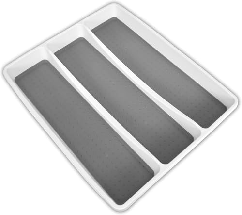 hssopa Besteckkasten für Schubladen,Küchen Organizer,Verstellbarer Besteckkasten Erweiterbar auf 56 cm Breite (schwarz, keine messerblock) (3 Fächer Schublade)