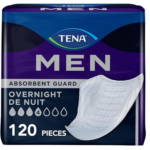 TENA Men Overnight Incontinence Guard, Bladder Control, Discrete, Overnight Absorbency, 120 Count