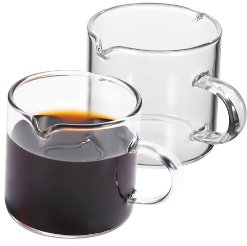 IMIKEYA Tazas De Café De Vidrio De Borosilicato Alto 2 Unidades, Transparentes, Resistentes Al Calor, Para Espresso y Té, Aptas Para Uso Diario Hogar y Oficina