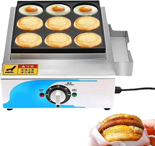 XNYXLPP Macchina per Torta di Fagioli Rossi con Riscaldamento Elettrico Commerciale, Padella per Pancake Mini Uova a 9 Fori, Macchina per Hamburger all'uovo, Riscaldamento Rapid