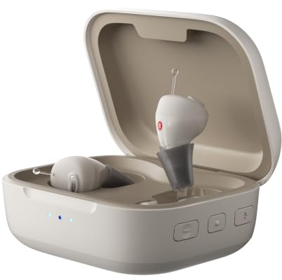 Cearvol Nano Amplificatore Sonoro Ricaricabile con Controllo tramite Custodia di Ricarica (Senza App), 54 Ore di Autonomia e Riduzione del Rumore per Adulti, 3 Programmi Sonori, IPX5 (Galassia)