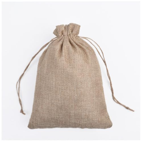 Qiantull 10 stycken jutesäckar linnepåse jutepåse med dragsnöre jutepåsar säckväv väskor smyckespåse linnepåsar presentpåsar för smycken bröllop jul 17 x 23 cm