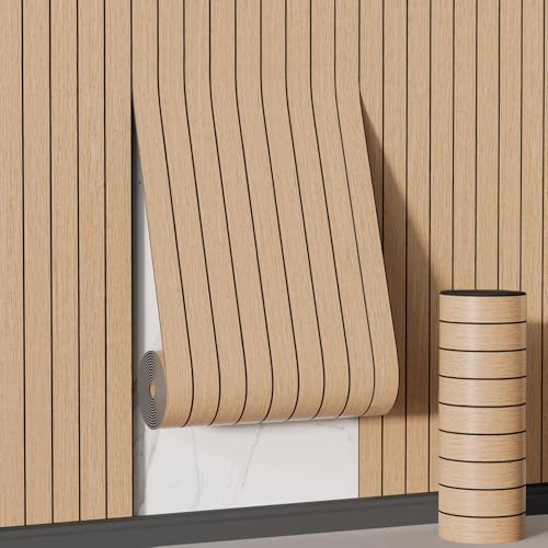 Arthome 3D Autocollants Panneau Mural Decoratif,ImperméAbles Effet Bois Panneaux Acoustiques,Papier Peint épais Bois Insonorisant pour Les Murs du Salon, de La Cuisine Et Du Bureau 40x310cm Chêne