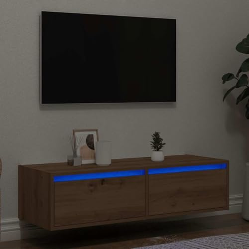 Meuble TV LED Moderne avec Éclairage RGB, Meuble de Rangement pour Salon en Chêne Artisanal 100x35.5x25 cm, Armoire Murale avec Tiroirs pour Téléviseur, Console Média Design Élégant et Pratique