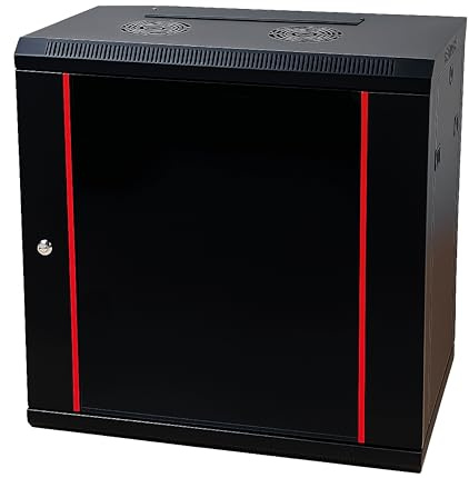 Danicom Baseline 19 tums 15 HE nätverksskåp med glasdörr 600x450x770mm (BxDxH) - Svart - Bärkapacitet 50 kg - Väggmonterad - Serverskåp - Väggkapsel - Serverrack - Server Enclosure