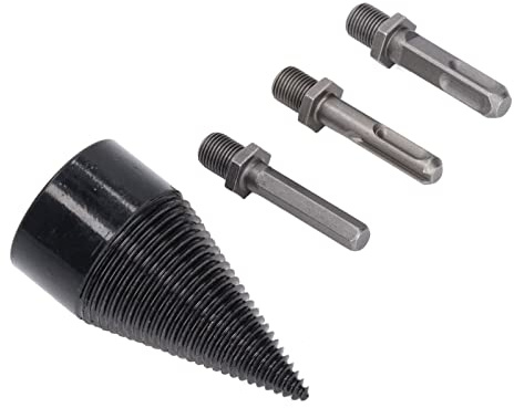 Set di Punte da Trapano per Spaccalegna Efficiente Spaccalegna per Legna da Ardere in Acciaio al Carbonio per Steli Conici da 3 Pezzi in Quercia e Noce (50MM)