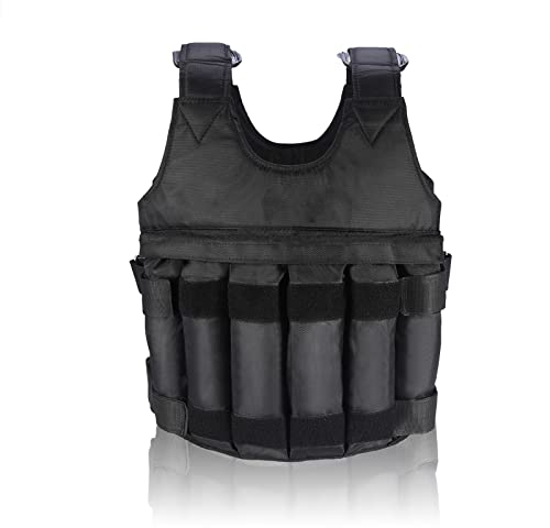 Yosoo Verstellbare Leer-Weste aus Oxford Schulter mit Schulterpolster 12-Fächer 50kg Gewichte Gewichtsweste Komfort Weighted Vest Trainingsweste Training Workout Fitness Sport Weste