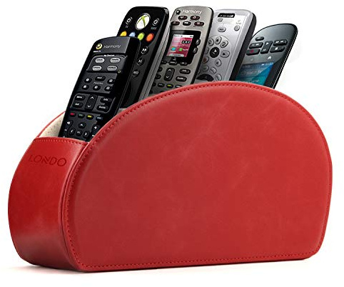 Londo Range Télécommandes à 5 Compartiments - DVD, Blu-Ray, TV, Chaîne Hi-Fi, Roku ou Apple TV - Cuir avec Doublure Suédée - Faible Encombrement pour Séjour ou Chambre