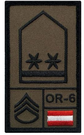 Café Viereck ® Oberwachtmeister Österreich – Bundesheer Rank Patch mit Dienstgrad – Gestickt mit Klett – OR-6 Klett Militär Patch – 9,8 cm x 5,6 cm