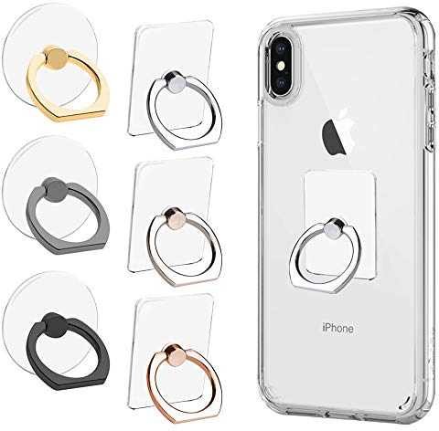 AIFUDA 6 Pezzi Trasparente Supporto per suoneria Cellulare, Rotazione di 360 Gradi Kickstand di Presa dell'anello di barretta Compatibile per Vario Cellulari Smartphone