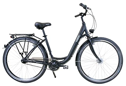 HAWK City Wave Easy Damenfahrrad 28 Zoll Schwarz I Stadtfahrrad I Leichtes Damen Fahrrad 7 Gang Nabenschaltung, Felgenbremse & Nabendynamo