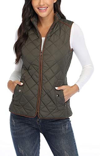 Anienaya Women's Lightweight Padded Vest Stand Collar Sleeveless Quilted Zip Up Warm Jacket w 2 Pockets