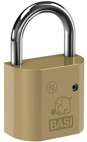 BASI | Messing Vorhangschloss | Vorhangschlosskorpus ohne Schließzylinder | austauschbare Profil-Halbzylinder 10/30 mm | Bügelhöhe 40 mm | Bügelstärke 8 mm