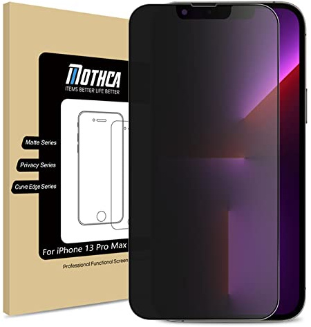 Mothca Sichtschutz Matt für iPhone 13 Pro Max/14 Plus,Matte Privacy Screen | Blickschutz für Panzerglas Matt mit Montagerahmen, Full Cover Sichtschutzfolie, Anti-Fingerabdruck, 9H-Hartglas, 1 Stück