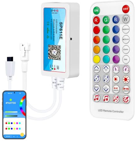 SEZO Bluetooth LED Controller RGB IR Fernbedienung mit 38 Tasten SP611E Controller für WS2811 WS2812B 3PIN LED Strips Smart Phone APP Steuerung für IOS und Android