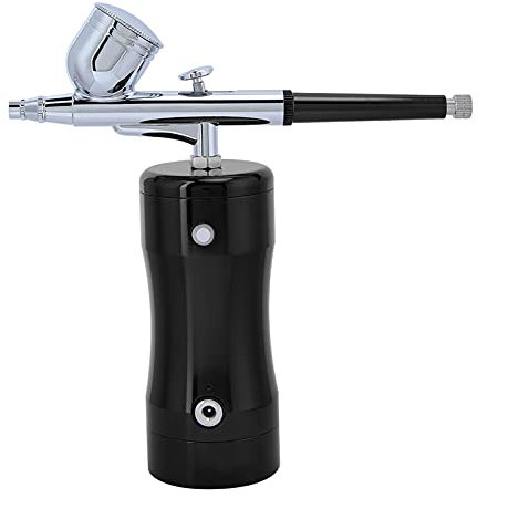 Jerliflyer Aerografo ad Aria compressa, Pistola a spruzzo con Pistola a spruzzo Portatile Cordless compressore per Pittura, Tatuaggio, Modello di Unghie, Cosmetici, Torte(Nero)