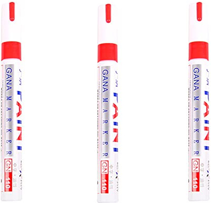 Magik 3-6 Pc Multiuse Tire Tread Rubber Metal Waterproof Permanent Paint Marker Pen (Red, 3 Pack)