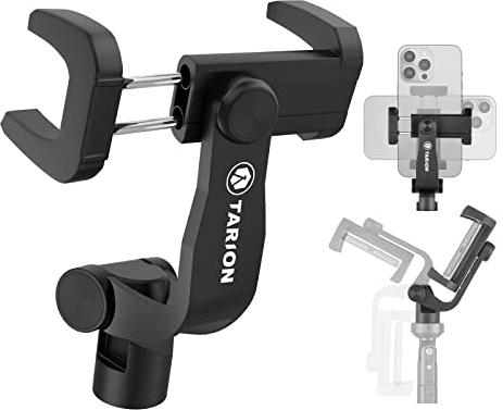 TARION Smartphone Tripod Mount Cellphone Holder 360°Rotatable Phone Clamp Adapter for Cell Phone Camera Tripod Bracket Selfie Stick Monopod Adjustable Clip