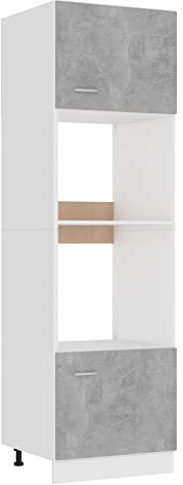 INLIFE 802550 Armoire encastrable pour micro-ondes en matériau dérivé du bois Gris béton 60 x 57 x 207 cm 54 kg