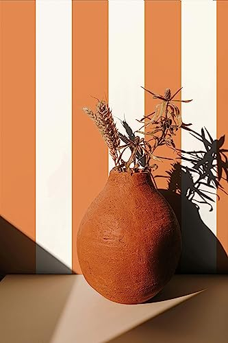 marburg Papier peint Orange Blanc Rayures Lignes Papier peint intissé pour salon ou chambre Made in Germany 10,05 x 0,53 m