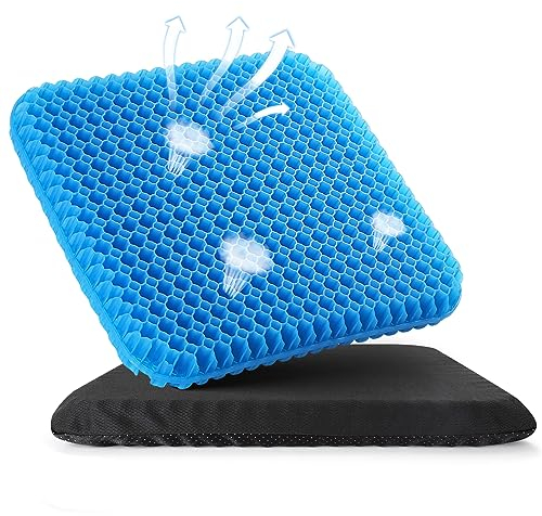 HASA zone Gelkissen Orthopädische Aufgerüstet, Sitzkissen Bürostuhl Atmungsaktiv mit rutschfest-Abdeckung, Gel Sitzkissen für Rollstuhl Kissen/Auto/Büro/Haus