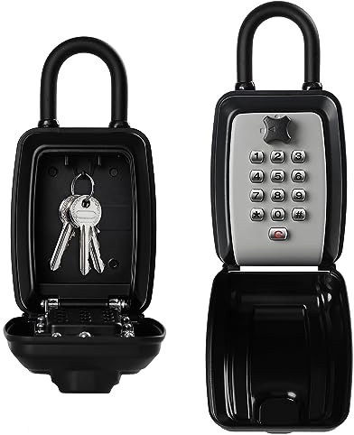 NBYT Portable Combination Lock keybox, 9-Digit Keyboard,For House Keys Key Hiders to Hide a Key Outside,Waterproof Key Safe Storage Lock Box(With Shackle)
