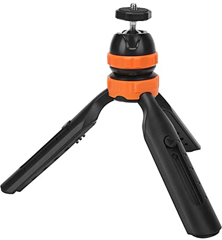 Soporte para Teléfono Móvil, Mini Trípode de Material Plástico con Perilla de Sujeción de ángulo Alto y bajo, para Grabación de Video/Selfies (Naranja)