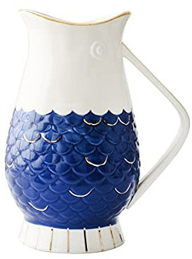 Carafe Eau Pichet en céramique peint à la main avec poignée anti-échappement Théière à grande capacité cruche haute capacité for le jus, le lait, les boissons froides ou chaudes Pichet à Thé Glacé ( C