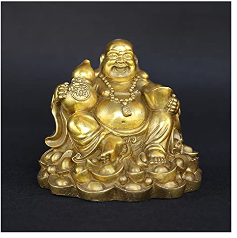 Buddha-Statue, Buddha-Ornamente for zu Hause, Buddha-Statue aus Bronze, Maitreya-Buddha-Ornamente, antike Handzehenkürbis, Maitreya, großer Bauch, lachender Buddha, Barren-Buddha, Bronze, Feng-Shui-Or