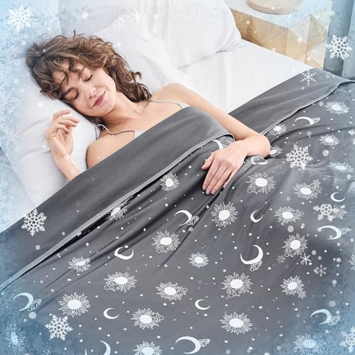 inhand Cooling Blanket - Cooling Blankets for Hot Sleepers -Decorative Lightweight Breathable Summer Cold Blankets for Sleeping Night Sweats to Keep Cool-(90x90) Dark Grey-Sky