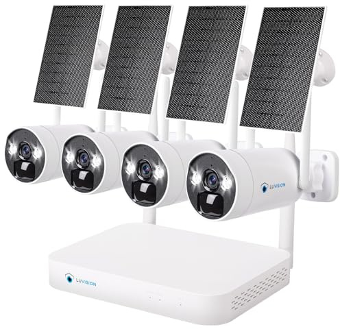 【4MP+2-Wege Audio+PC Software】 LUVISION WLAN Solar-Überwachungssystem Set mit 4MP Akku Überwachungskamera Set, 10 Kanal Dual NVR, Farbige Nachtsicht, Mikrofon, Wasserdicht, App WiFi 6 Technologie