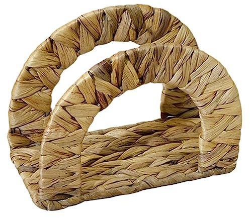 OUNONA Woven Serviettenhalter Aus Robustem Eisen Und Hyazinthenmaterial Eleganter Praktischer Napkin Holder Für Standard-papierservietten Für Küche Esszimmer Cafés Und Party-tischdekorati