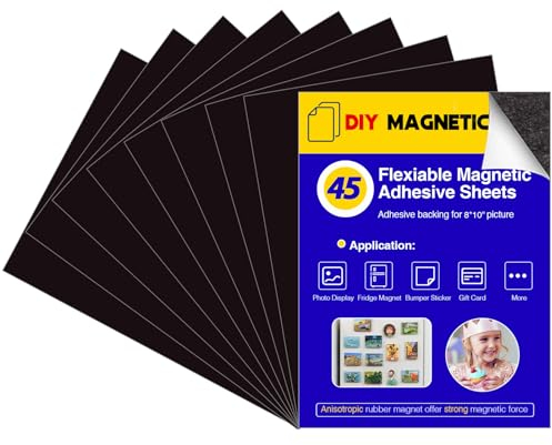 45 Stück Bilder-Magnetbögen (20,3 x 25,4 cm), zuschneidbare Fotomagnetblätter mit selbstklebender Rückseite für Zuhause/Klassenzimmer/Büro/Geschäft