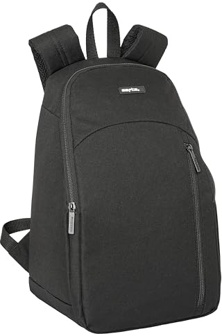 SAFTA - Mochila Nevera Waterproof, Nevera para Frío y Calor, Nevera Fácil de Transportar, Nevera Impermeable, Nevera para Excursión, 23x18x36 cm, Color Negro