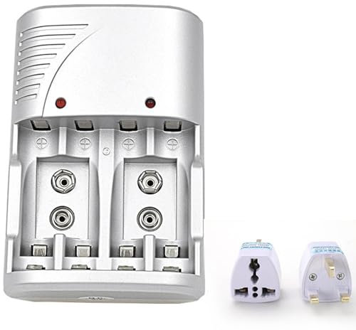 NCONCO LCD 4-slot Battery Charger, Intelligent Multi Battery Charger for AA AAA Ni-MH Ni-CD & 9V Sizes Rechargeable Batteries, Fast Battery Charger (Battery Not Included), 1050849/120424AHMVPF