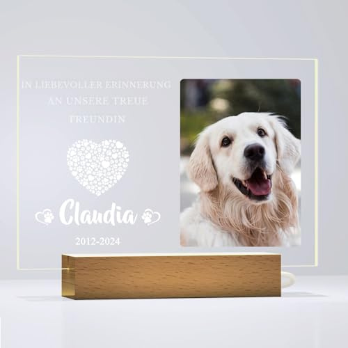 Dr Custom Personalisierte Hund Gedenktafel - Individueller Bilderrahmen mit Foto und Namen - Trauergeschenk für Haustier-Besitzer