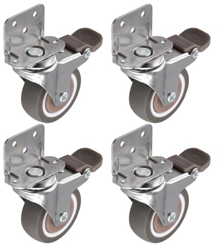 Osmond Seitliche Rollen, Möbelrollen, 5,1 cm (2 ), Gummirollen in L-Form, 4 Stück, 360-Grad-Drehgelenk, feststellbar, 4 Stück
