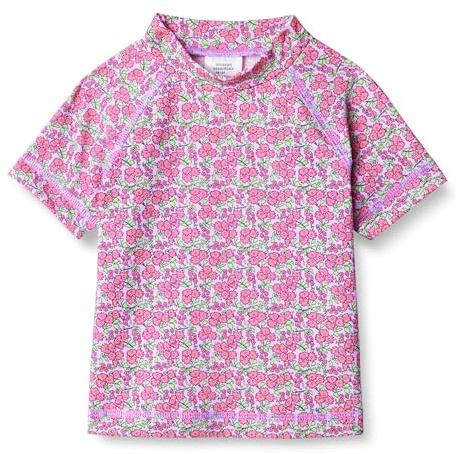 Amazon Essentials Camiseta de Manga Corta de Protección (Rashguard) Niña, Lila Rosa Intenso Posey Floral, 3 años