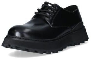 Zapatos de piel para hombre con suela gruesa de 4 cm, color negro, Black, 44 EU