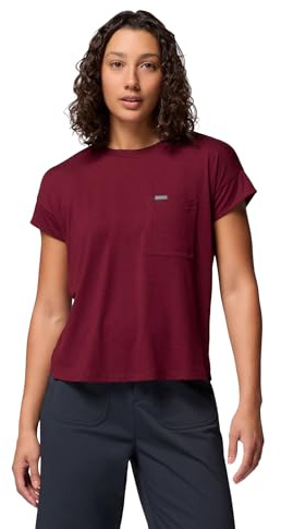 Columbia Haut en tricot Daniela Falls SS, matériau qui évacue l'humidité, coupe extensible dynamique, fente latérale respirante, poche poitrine, protection UPF 50 - Femmes