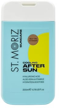 ST. MORIZ Kühlendes After-Sun-Gel für eine länger anhaltende Bräune | Feuchtigkeitsspendendes After-Sun-Körpergel mit Hyaluronsäure, Aloe Vera und Vitamin E | Dermatologisch getestet | Vegan | 200ml