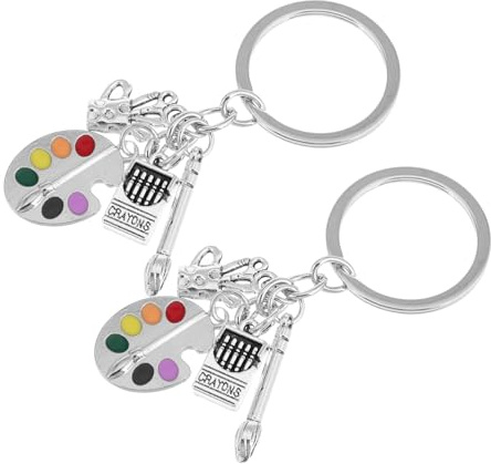 VALICLUD Paintbrush Charm Keychain and Art Palette Artists Key Holder Creative Pendant for Painters and Art Lovers
