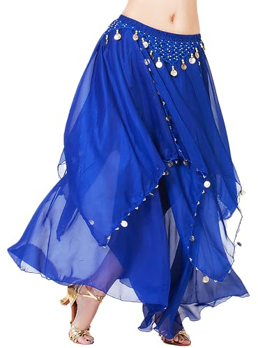 MUNAFIE Bauchtanz Rock，Wahrsagerin Kostüm，Tanzrock Tüllrock, Bauchtanz Kostüm Damen Dunkelblau