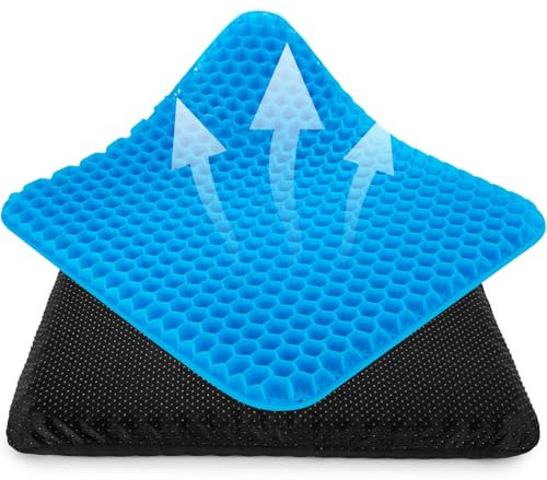 Nymblis Gel Seat Cushion, Honeycomb Cushion with Cloth Cover, Soft Sitter with Relieving Back Coccyx Pain Pressure, Ergonomic Design for Office Chair, Car, Wheelchair(Blue, 42cm)