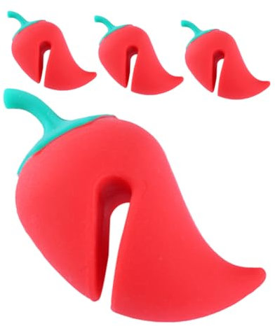 GRIRIW 4pcs Spill Lid Clamp Silicone Spill Stopper for Pot Pan Cover Stand Hot Pot Lid Holder Kitchen Gadgets Spillproof Steam Releaser for